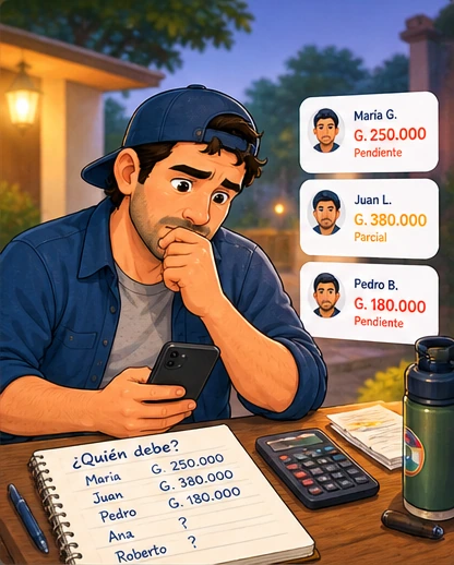 Carlos revisando cobros